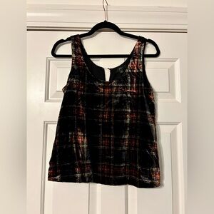JCrew plaid velvet tank top
